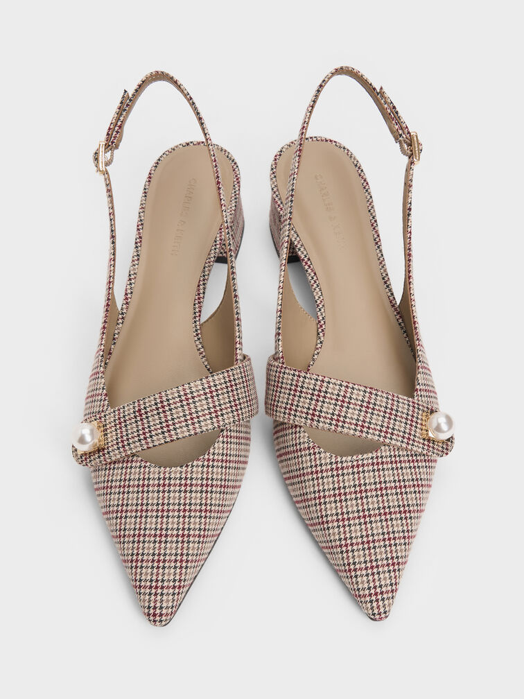Marie Checkered Pearl Slingback Pumps, Multi, hi-res
