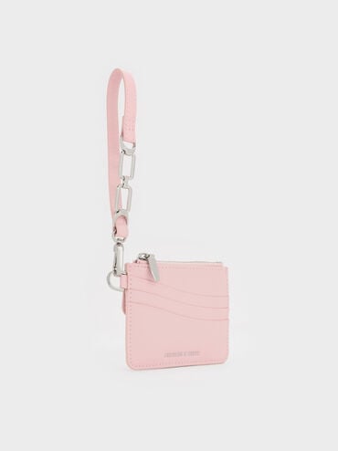 Agatha Chain-Accent Wristlet Card Holder, Cotton Candy Pink, hi-res