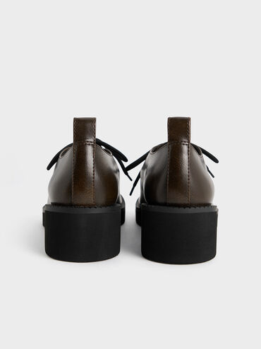 Lace-Up Chunky-Sole Derbys, Dark Brown, hi-res