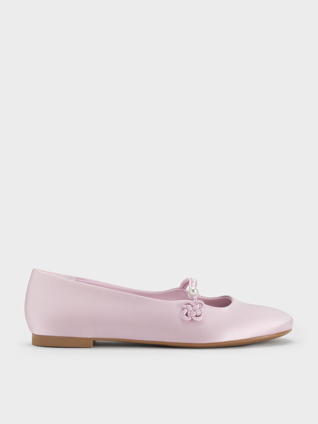 Orinda Knot-Pearl Mary Jane Flats, Light Pink, hi-res