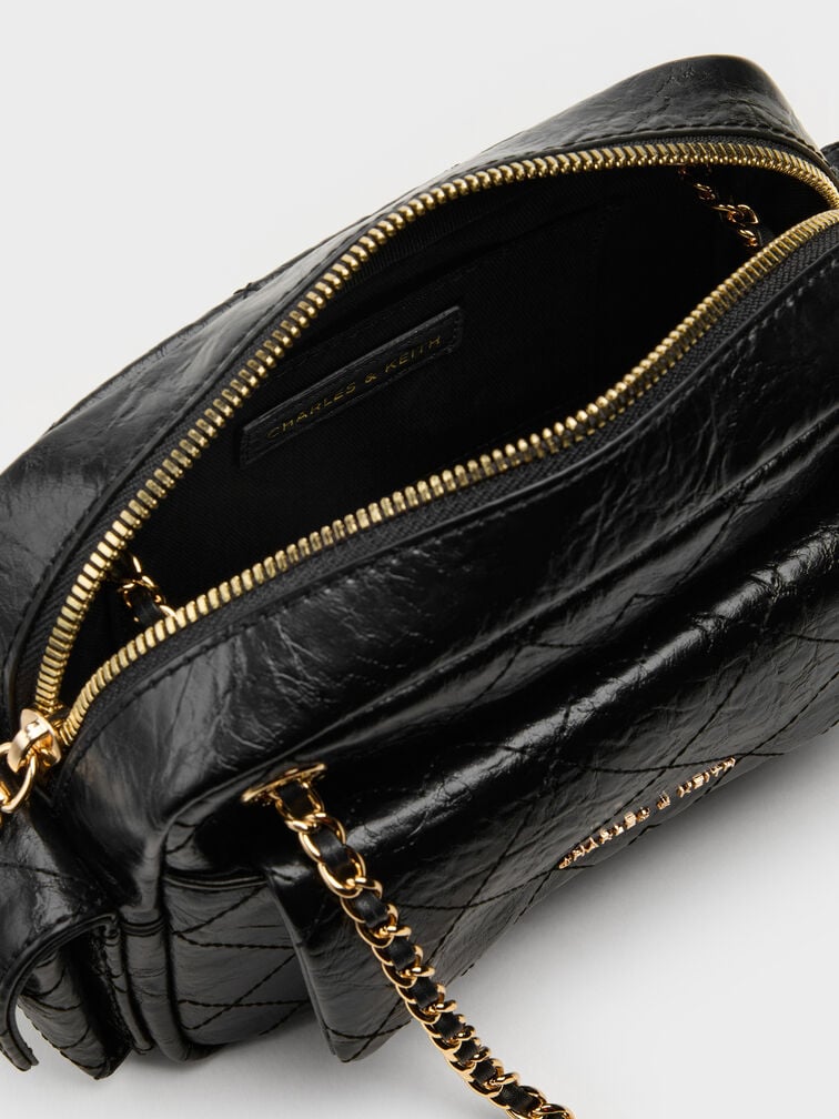 Duo Quilted Crossbody Bag, Black, hi-res