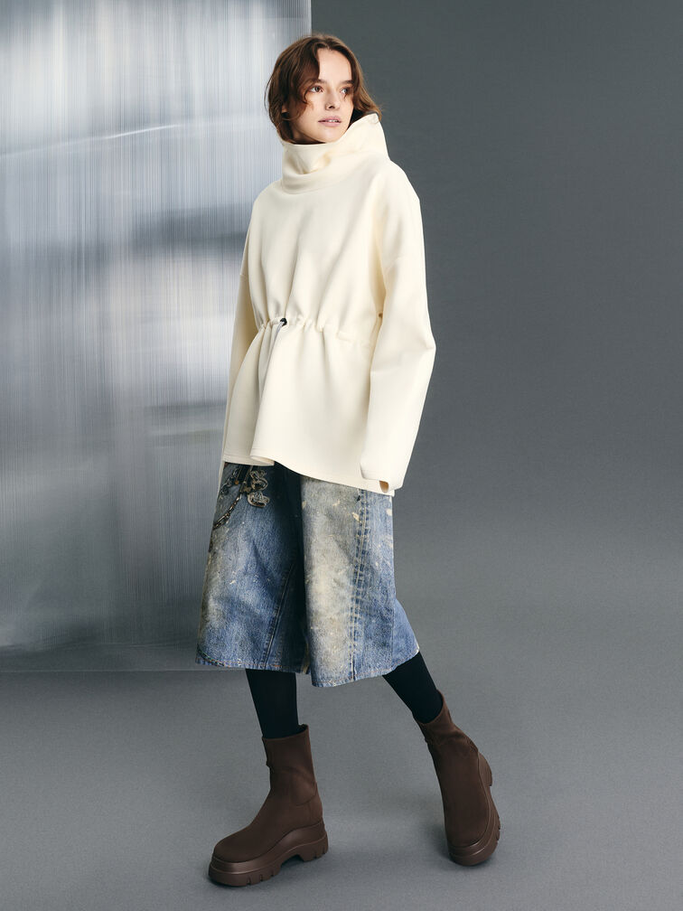 Leoi Faux Suede Back-Zip Chunky Ankle Boots, Dark Brown Textured, hi-res