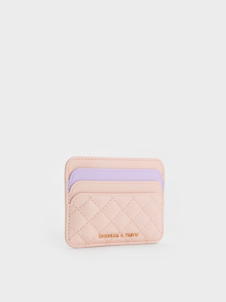 Cleo Two-Tone Quilted Card Holder, Soft Pink, hi-res