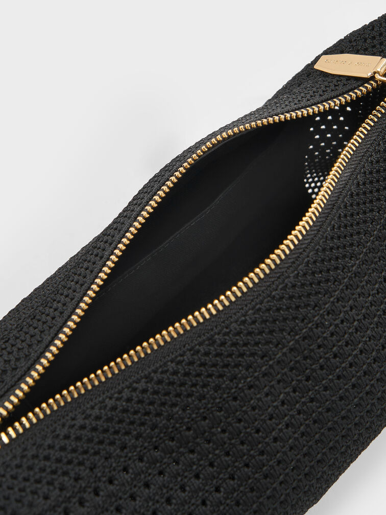 Ida Knitted Shoulder Bag, Black, hi-res