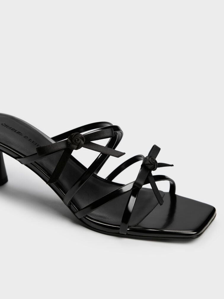 Kelis Rose-Bow Strappy Heeled Mules, Black Box, hi-res