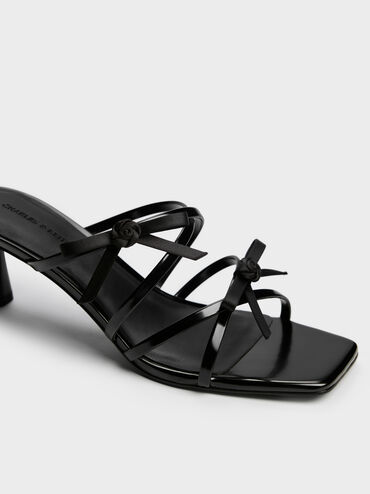Kelis Rose-Bow Strappy Heeled Mules, Black Box, hi-res