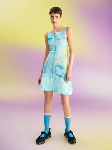 Mesh Gradient Wave Mary Jane Sneakers, Black, hi-res