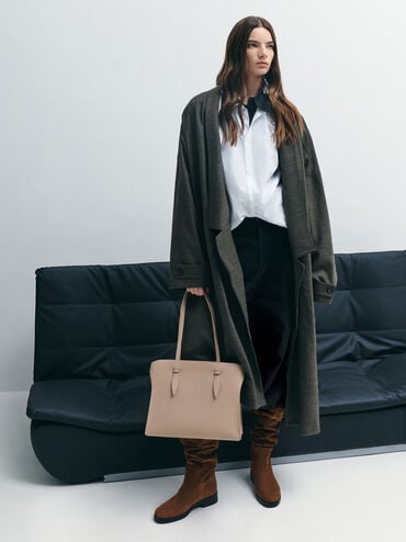 Allyn Elongated-Handle Tote Bag, Taupe, hi-res