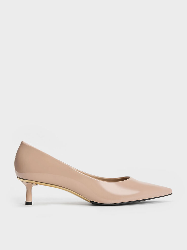 Curtis Patent Pointed-Toe Kitten Heel Pumps, Nude, hi-res