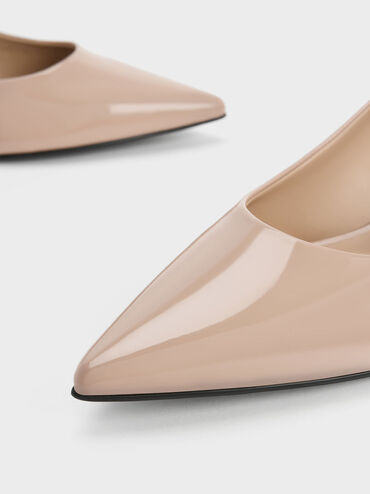 Curtis Patent Pointed-Toe Kitten Heel Pumps, Nude, hi-res