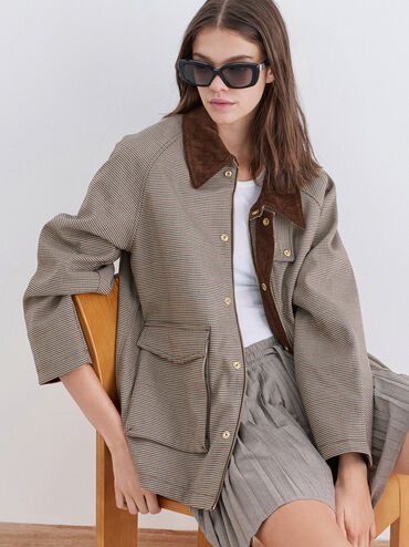 Alix Recycled Acetate Metallic-Accent Butterfly Sunglasses, Black, hi-res