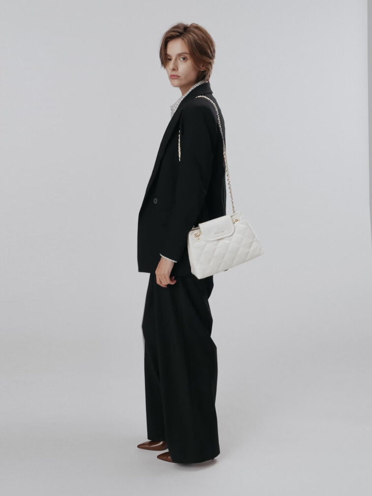 Apfra Quilted Shoulder Bag, Cream, hi-res