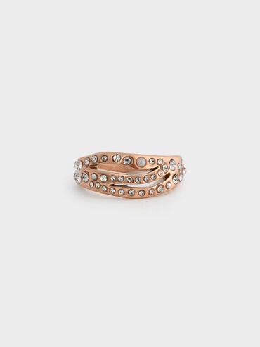 Aine Crystal Sculptural Ring, Rose Gold, hi-res