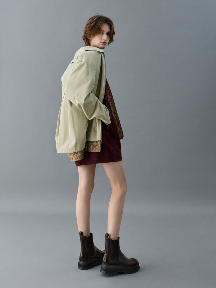 Darra Ridged-Sole Ankle Boots, Burgundy, hi-res