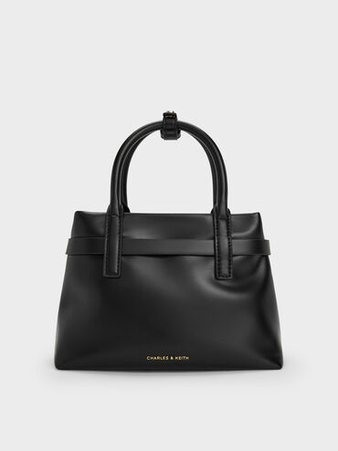 Mini Behn Belted Tote Bag, Black, hi-res