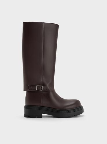 Davis Buckled Fold-Over Boots, Burgundy, hi-res