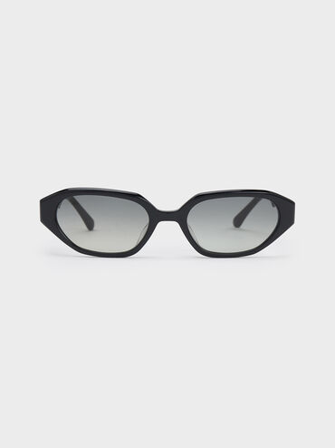 Acetate Oval Sunglasses, Black, hi-res