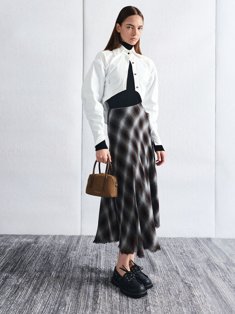 Deyna Recycled Suede Bowling Bag, Mocha Brown, hi-res