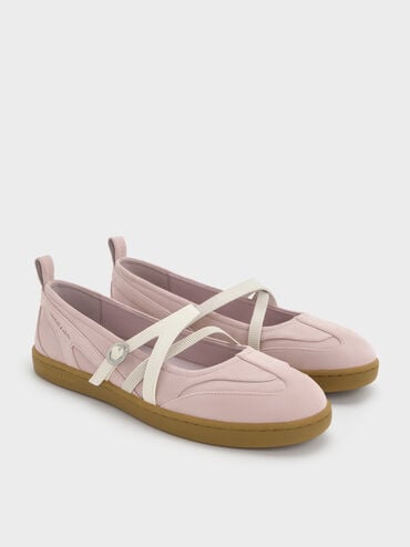 Tiggy Faux Suede Two-Tone Ballet Sneakers, Mauve, hi-res