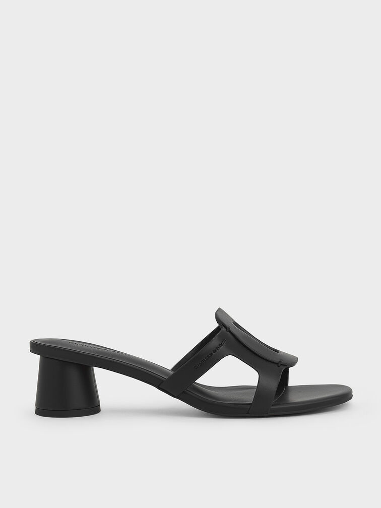 Easley Cut-Out Heeled Sandals, Black, hi-res