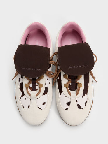 Calf Hair & Suede Cow-Print Top-Flap Sneakers, Multi, hi-res