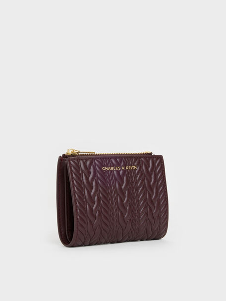 Apolline Textured Top-Zip Wallet, Wineberry Red, hi-res
