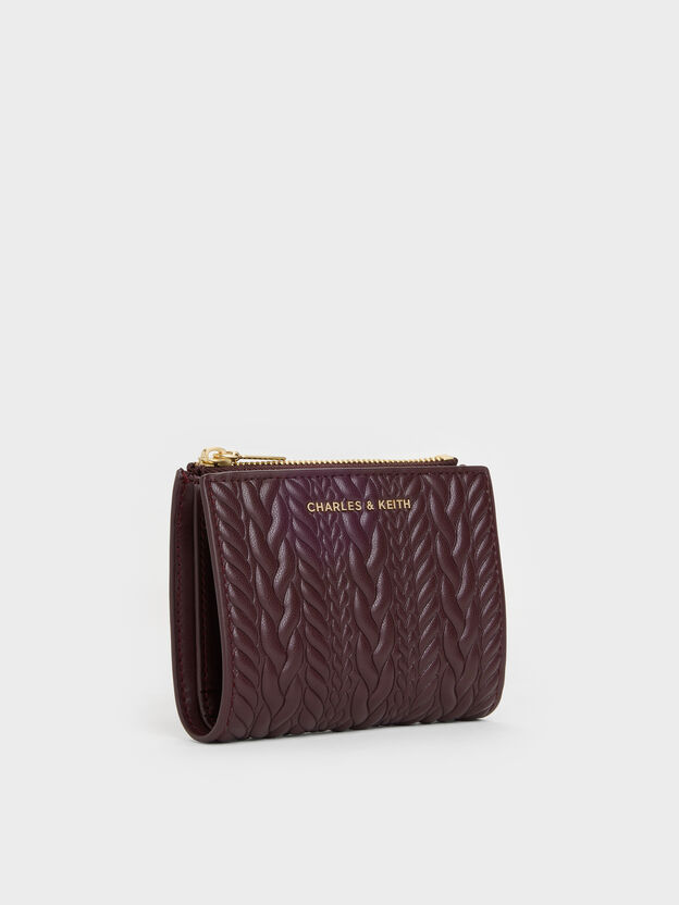 Apolline Textured Top-Zip Wallet, Wineberry Red, hi-res