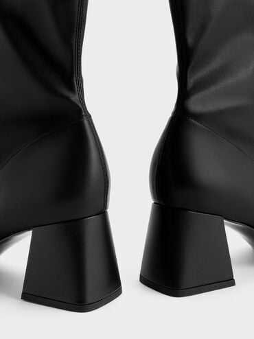 Jully Metallic Trapeze Heel Ankle Boots, Black, hi-res