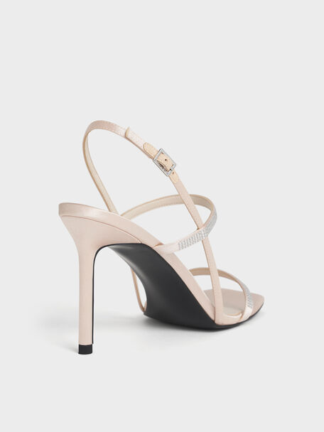 Arona Satin Crystal Stiletto Sandals, Nude, hi-res