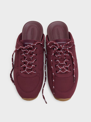 Lace-Up Slip-On Sneakers, Burgundy, hi-res
