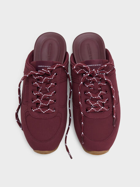 Lace-Up Sneaker Mules, Burgundy, hi-res