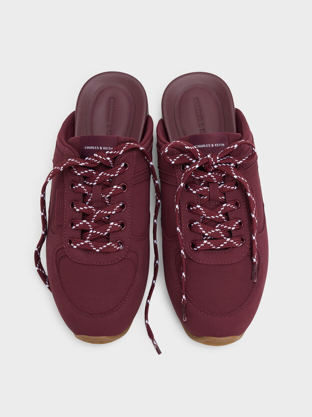 Lace-Up Sneaker Mules, Burgundy, hi-res