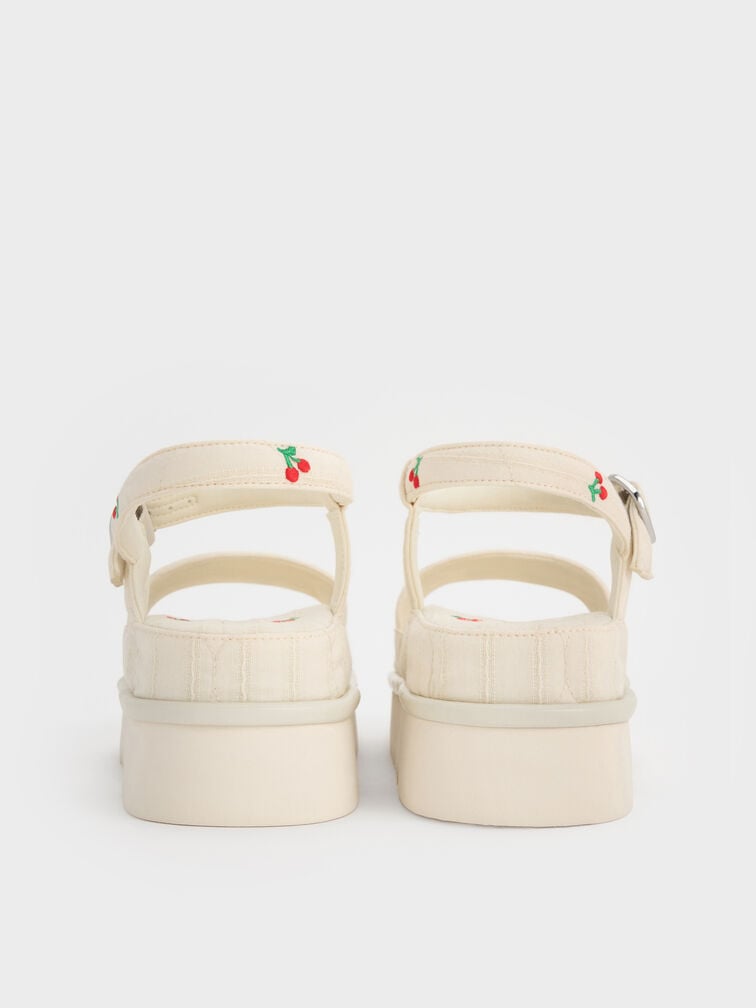 Cherry-Print Flatform Ankle-Strap Sandals, Multi, hi-res