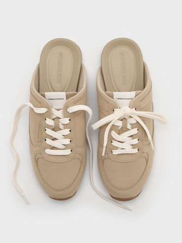 Lace-Up Slip-On Sneakers, Taupe, hi-res