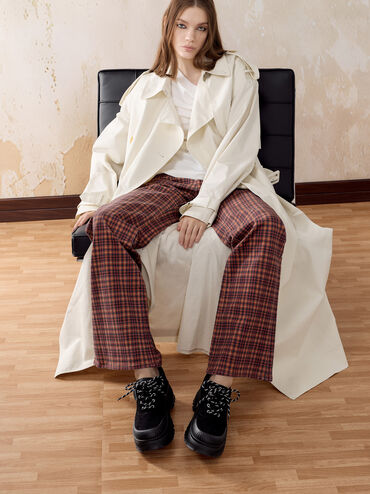 Darra Faux Suede Ridged-Sole Platform Sneakers, Black Textured, hi-res