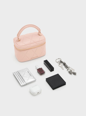 Arwen Quilted Top Handle Vanity Bag, Light Pink, hi-res