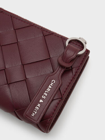 Ivette Woven Top-Zip Small Wallet, Wineberry Red, hi-res