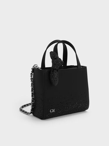Albany Leather Crystal Mini Bag, Black, hi-res