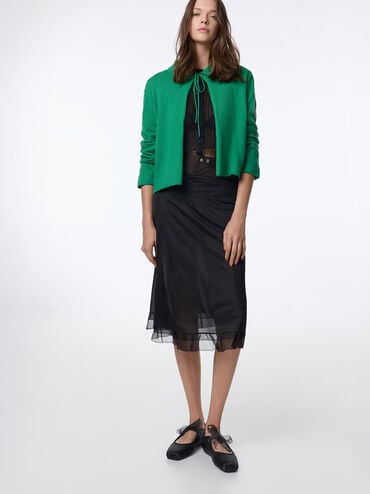 Camila Satin Mary Jane Flats, Black Textured, hi-res