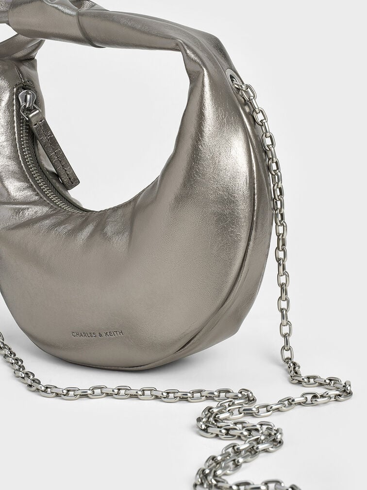 Micro Toni Knotted Crescent Hobo Bag, Pewter Micro Toni Knotted Crescent Hobo Bag, Pewter, hi-res