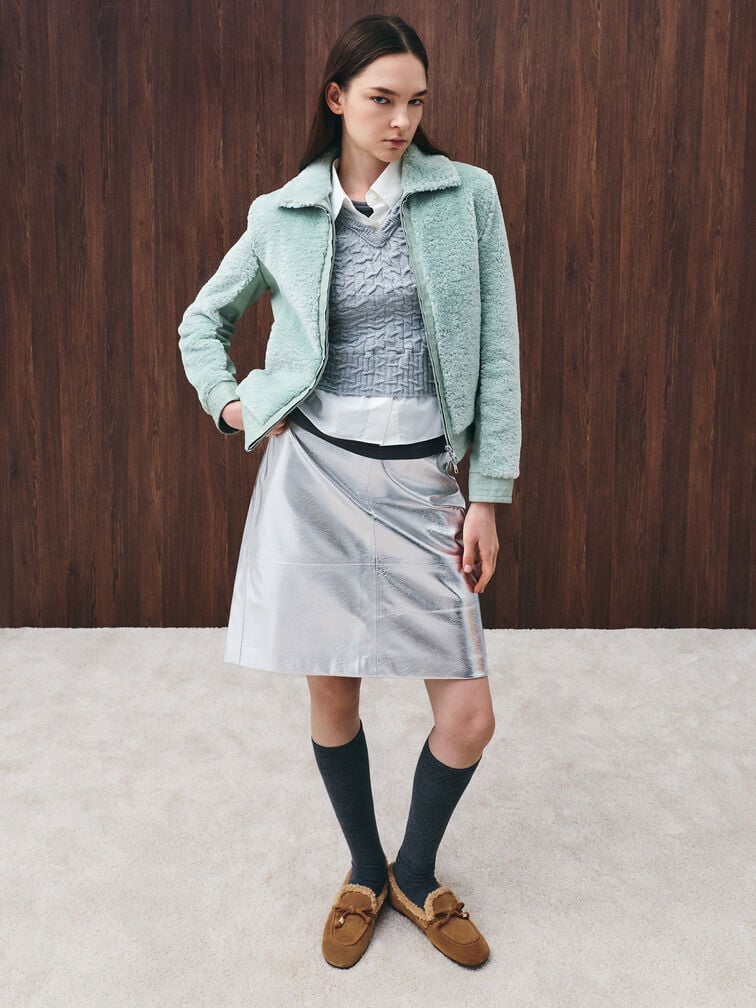 Gavyn Suede Shearling-Lined Boat Shoes, Brown, hi-res