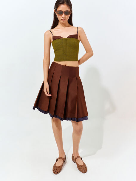 Woven Mary Jane Flats, Brown, hi-res