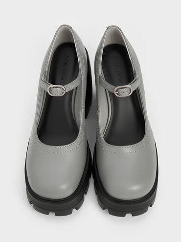 Buckled Platform Mary Janes, Grey, hi-res