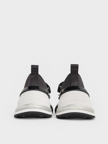 Satin Bow Two-Tone Mary Jane Sneakers, Black Textured, hi-res