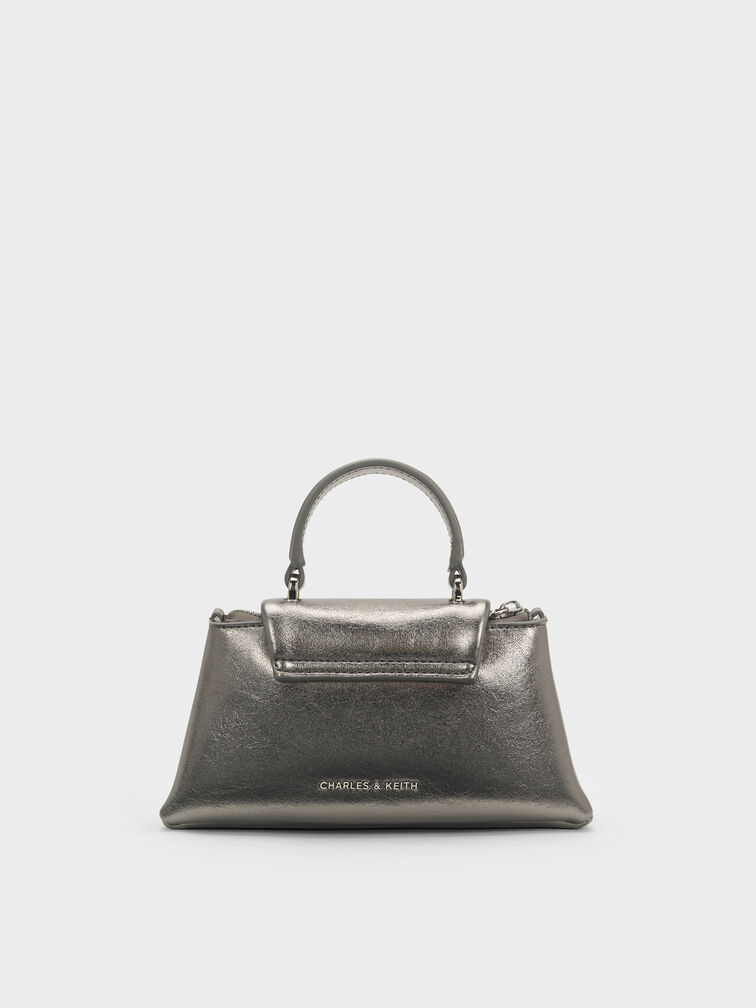 Micro Lilibet Metallic Top Handle Bag, Pewter, hi-res