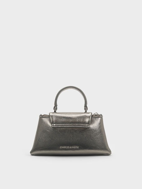 Micro Lilibet Metallic Top Handle Bag, Pewter, hi-res