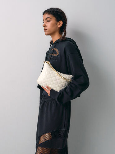 Duo Quilted Slouchy Hobo Bag, Cream, hi-res