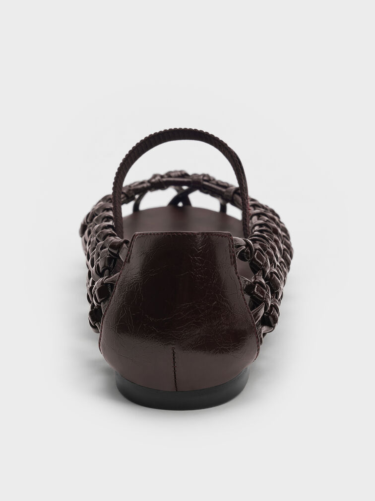 Woven Mary Jane Flats, Burgundy, hi-res