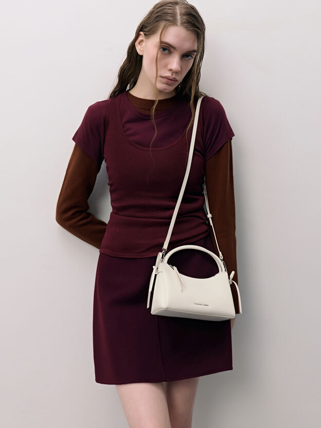 Hazel Bow Top Handle Bag, Cream, hi-res