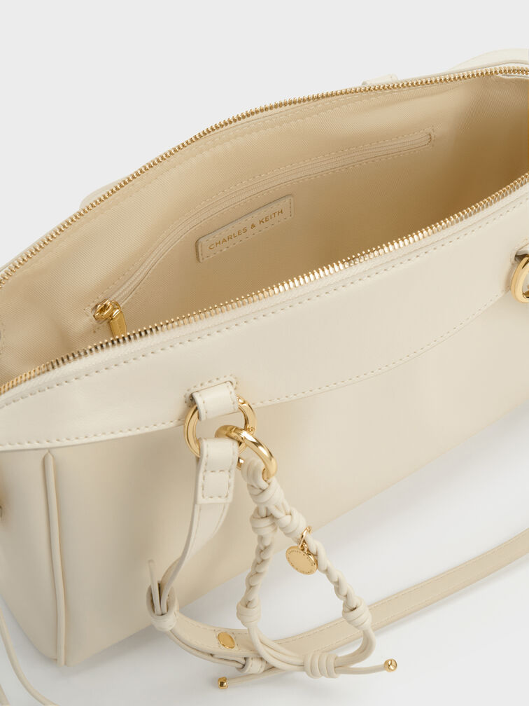 Haylen Braided-Charm Tote Bag, Cream, hi-res